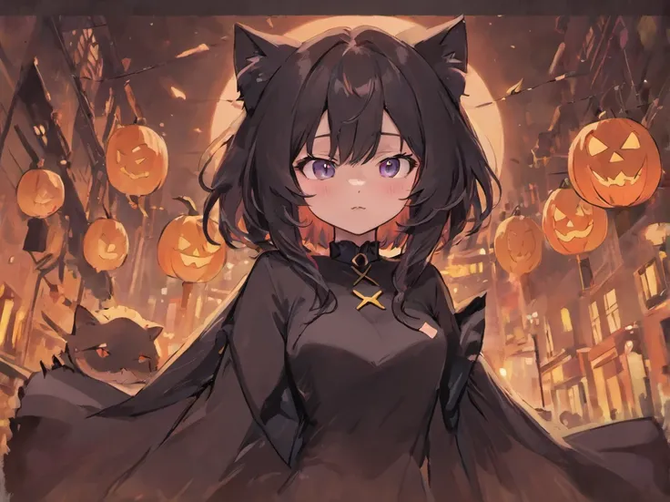 Black Cat Halloween Party，Mofumofu，tshirt design