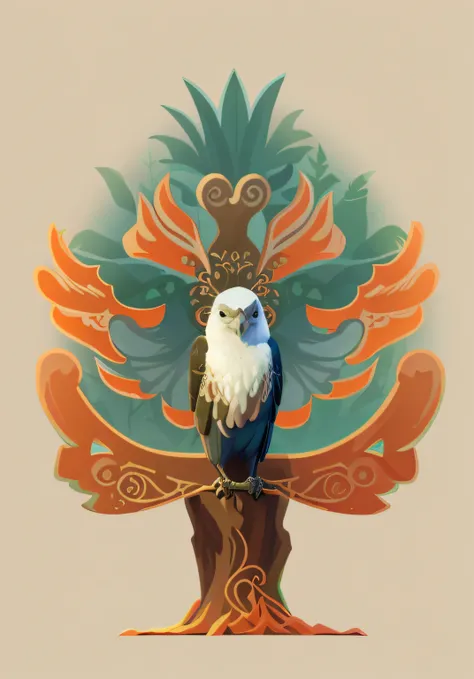 filigree，Add forest background，Add other birds