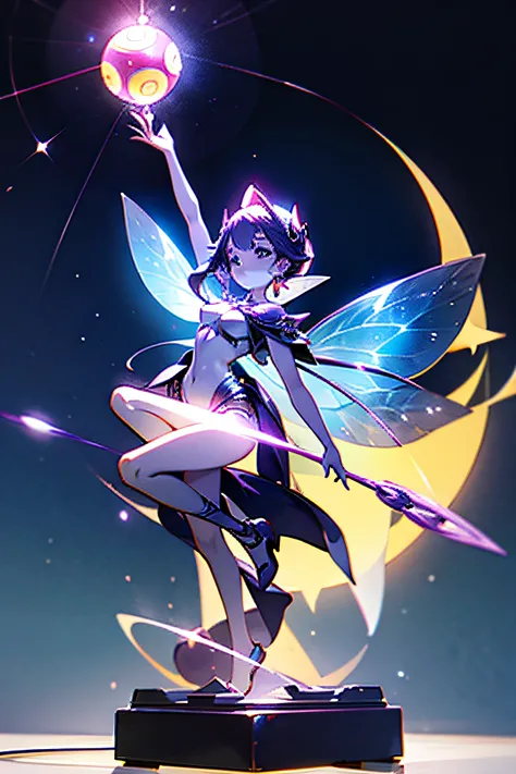 1girl, Fairy, Pray, Anemo archon statue, Holding a light ball, Front view, purple, oldschool