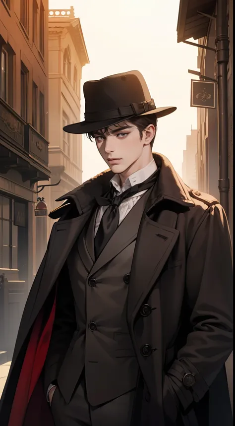 masterpiece, best quality, realistic, 1man, mature male, quiet and charming young man, 25 years old, close his eyes, serious look, extremely detailed face, ((dark grey eyes)), ((short-right-swept dark brown hair)), [thick eyebrows], detective, ((Dressed in...