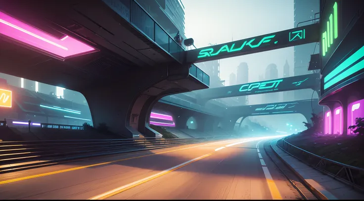 Sci-fi race track concept art Neon