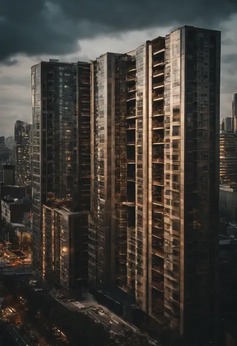 Photographed from the sky of a realistic Tokyo building