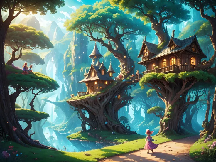 A magical world,childrens book,treehouse,stunning illustrations,Maxs discovery,portal to adventure,fantastical creatures,vibrant colors,wondrous landscapes,enchanted forest,curious characters,heartwarming story,magical journey,joyful imagination,playful at...