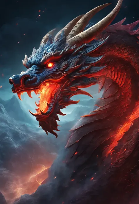 (best quality, high resolution:1.2), (realistic,photorealistic:1.37), black background, the head of a Chinese dragon emerges from the darkness, with glowing red eyes faintly visible, intricate and intricate details.