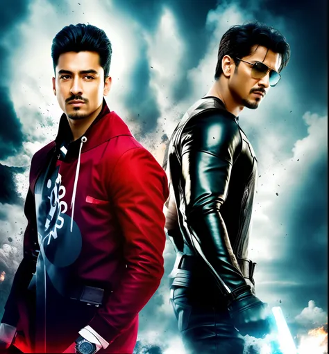 there are two men standing next to each other in a movie, movie poster character, movie promotional image, edited, mobile wallpaper, profile pic, biopic, action film, hd wallpaper, detailed background, by Daryush Shokof, background, accurate depiction, sty...