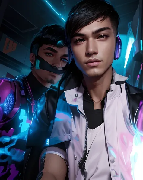 Change background cyberpunk handsome boy realistic face