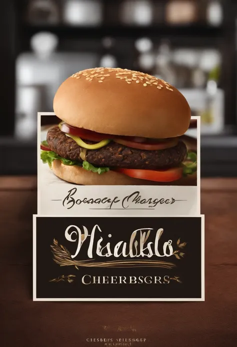 Make a logo with a realistic black bread cheeseburger xis, very realistic