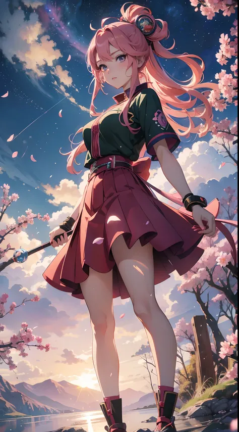 (Extremely detailed CG Unity 16k wallpaper:1.1), (Noise Removal Strength: 1.45), (tmasterpiece:1.37), anime girl with pink hair and green eyes posing for a picture, sakura haruno, Best anime 4k konachan wallpaper, seductive anime girls, Marin Kitagawa fana...