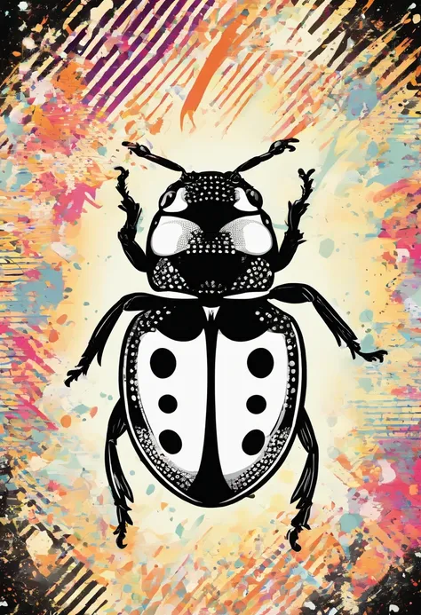 Ladybug illustration　black-and-white