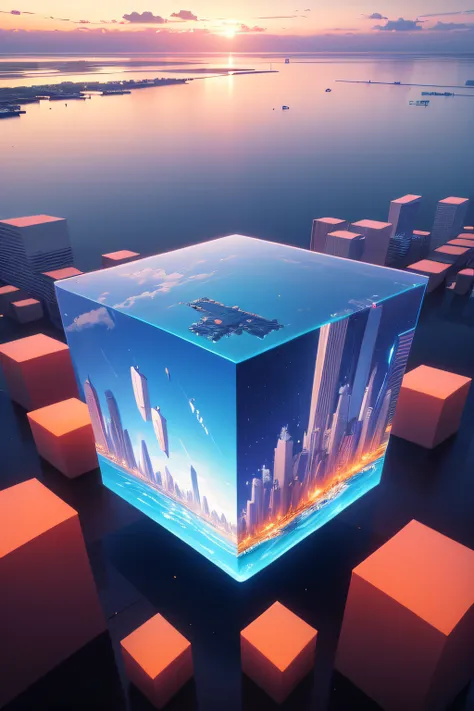 cube in sky floating, anomaly