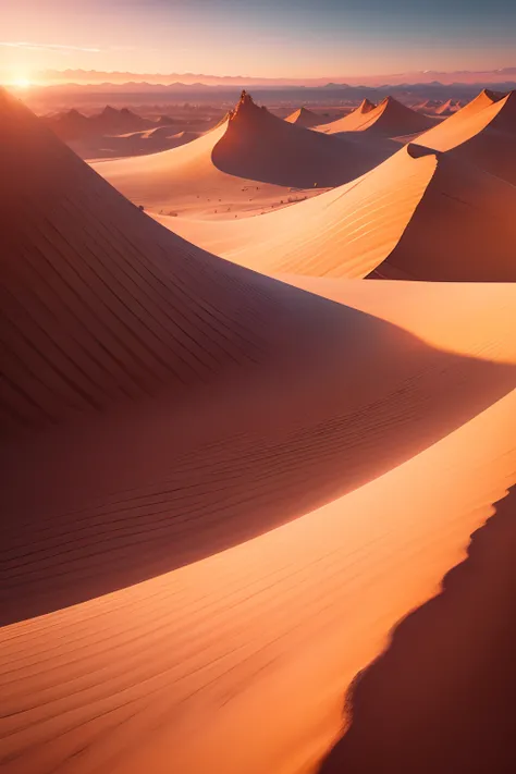 Masterpiece, ultimate quality, Cg unity 8k wallpaper, super delicate, beautiful desert landscape at sunset,