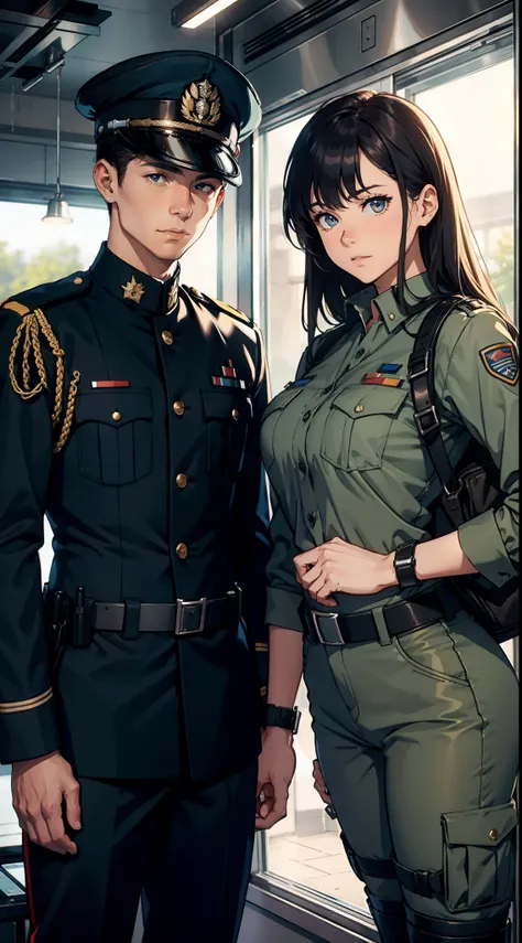 Couple of men and women in uniform