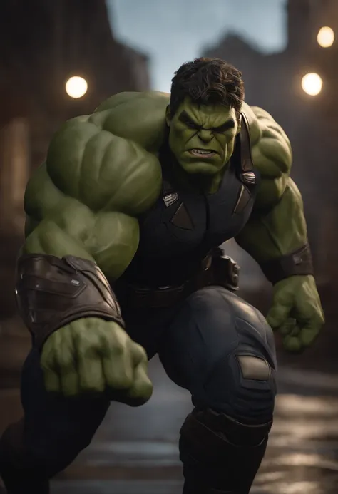 As the Hulk，The visual detail of 8K is grasped to the extreme，HD delicate，Facial expressions are well depicted，The eye details are realistic and godly，The suit details are meticulous，A fusion of Marvel and DCs unique style，Ultra-realistic visuals，Cinematic...