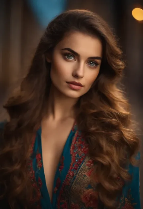 Mulher jovem, vinte anos, estilo europeia, olhos azuis, cabelo curto, sentada em uma torrer de relogio, a noite