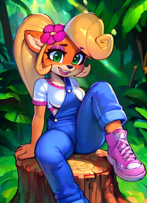 [Coco bandicoot], [Uploaded to e621.net; (Pixelsketcher), (wamudraws)], ((masterpiece)), ((high quality)), ((HD)), ((solo portrait)), ((full body)), ((furry; anthro)), ((detailed fur)), ((detailed shading)), ((beautiful 2D art)), ((front view)), ((shoes vi...