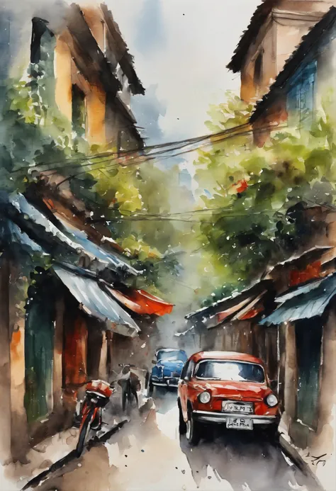 Best Quality, masutepiece, 超High Resolution A, (photograph realistic:1.4), hyperrealism, dream-like,FusionArt，The streets of Hanoi in the background