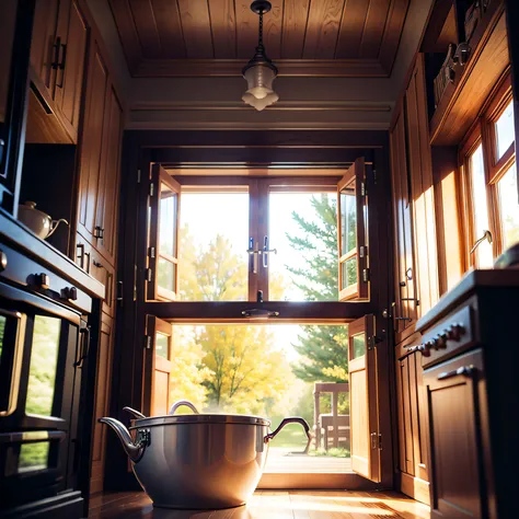 Window behind stove with WINDOW CASING AND MULLIONS