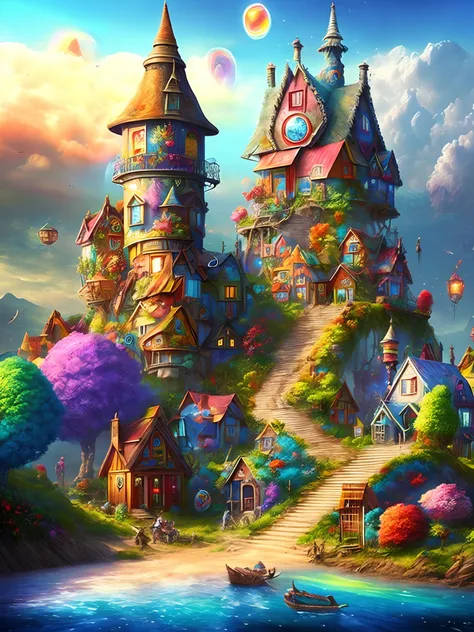 Fantastic Art Rainbow Fantasy Town