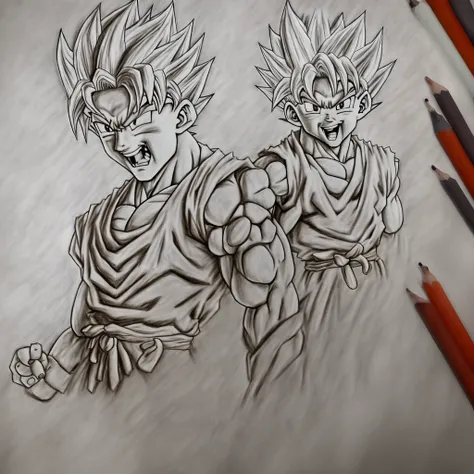 a drawing of a young gohan with a sun in his hand, jesus christ going super saiyan, human goku, son goku, character dragonball, super sayian goku, goku in real life, goku from dragon ball, super sayan, goku, dragon ball style, portrait of goku, goku from d...