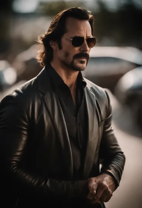 MAN STRONG LOOK KEANUE REEVES WITH SUN GLASSES