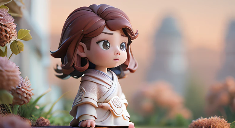 Burgundy comic storyboard style，Taoist fairy，Huangshan people，Delicate burgundy hair，Arm carving，Burgundy hair is everywhere，Delicate gradient shoes，Eye portrayal，Delicate burgundy hair，Popmart blind box，Clay texture，Treading on the ground，Black and white ...