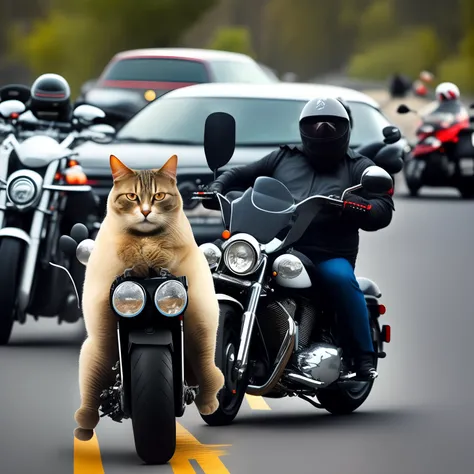 Fat cat and biker