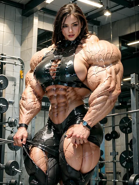 (8k, RAW photo, photorealistic:1.25), (giant strapon:1.25), ((((1 girl)))), (1 super muscular tranny bodybuilder:1.25), (bulging veins:1.25), (huge biceps:1.25), (extreme muscular exposure:1.25), (dominatrix in full black latex:1.5), (super muscular profes...