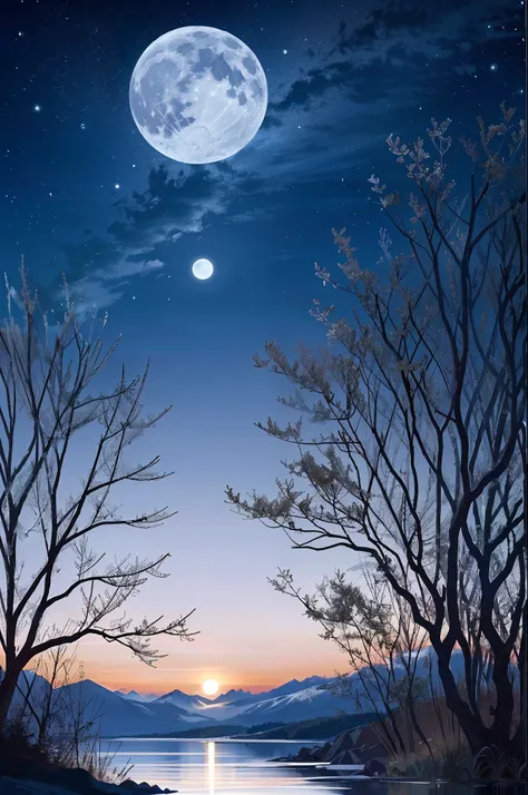 Natural scenery with beautiful moon