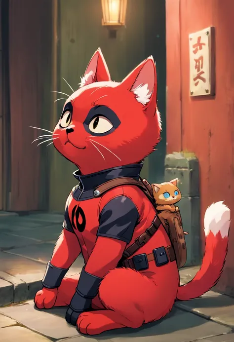 A cute cat as deadpool