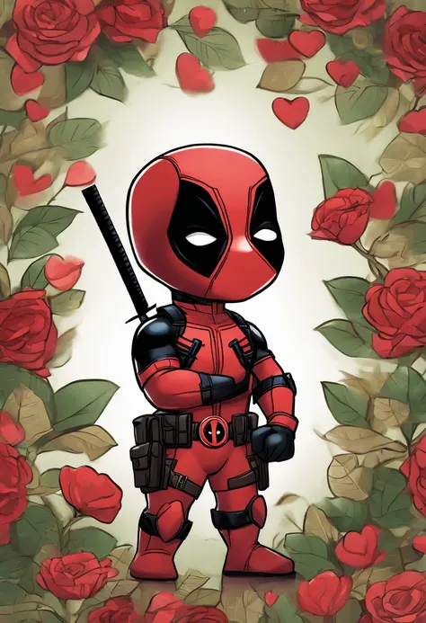 Deadpool making a chibi heart