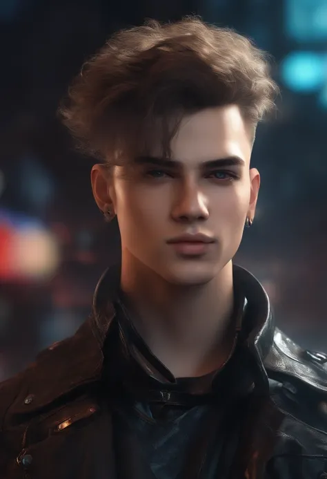 Change background cyberpunk handsome boy ultra .realistic face. 8k .