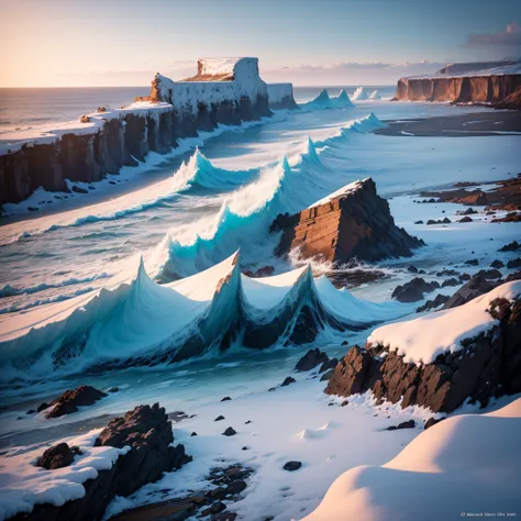 Frosty Coastal Beauty:
Witnessing the juxtaposition of icy landscapes against a rugged coastal setting, the waves crashing against frozen cliffs, offering a captivating winter seascape.