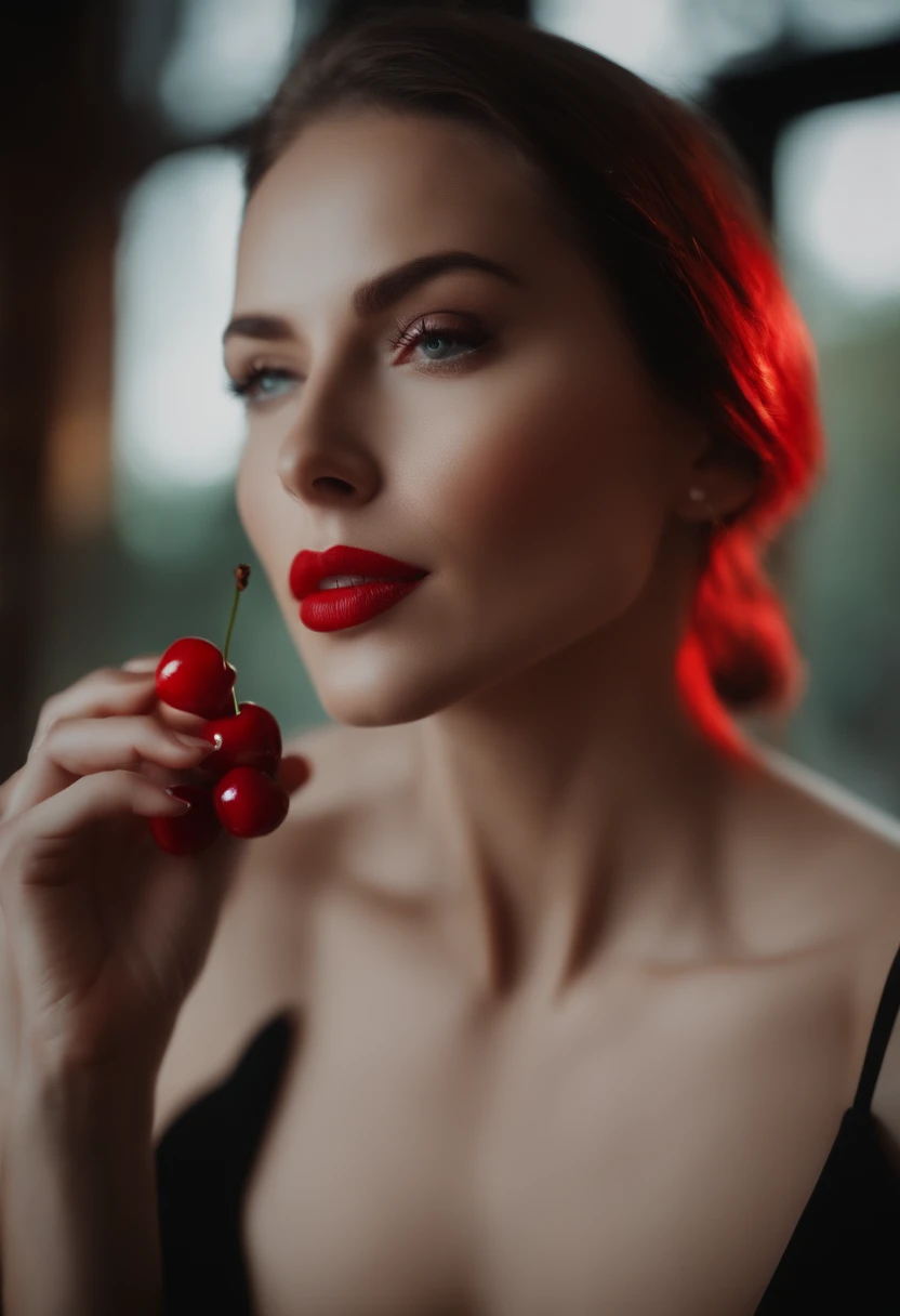 onlt  red lips with cherry