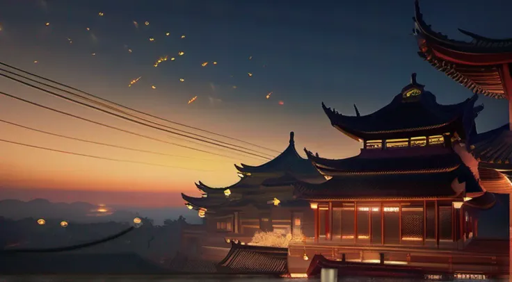 Official Art, Ancient China, Ancient Streets, (Lots of Fireflies), (Night), (Moon), Lights, Beautiful Landscapes, Epic Landscapes, Realistic Lights, Masterpiece, High Quality, Beautiful Graphics, High Detail , Global Illumination, Unreal Engine Rendering, ...