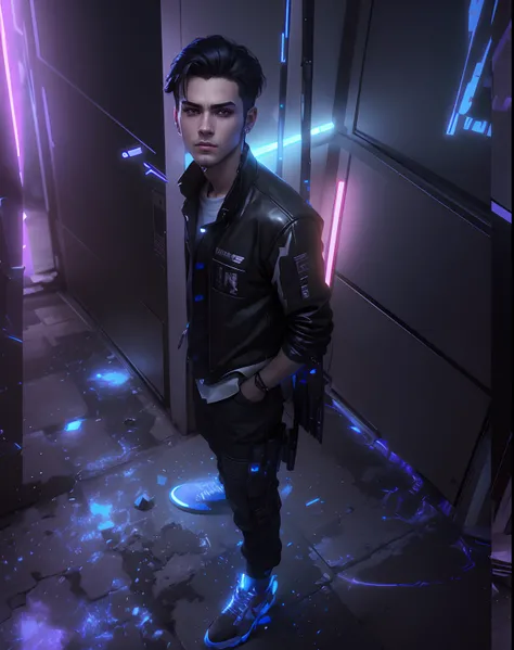 Change Background cyberpunk handsome boy. 8k ultra realistic