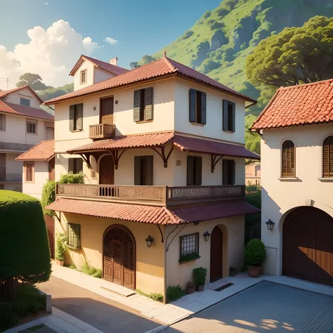 Uma casa simples estilo vitoriano, em uma pequena cidade, estilo vitoriano, scenecy, anime scenery, vitoriana era, era vitoriana , casa vitoriana