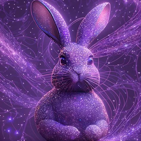 galaxias, spirals, space, Starcloud, stars, Smoke, glitters, intricately details, (The shape of a rabbit), full bodyesbian ,rendering by octane, Ultra photo realsisim , rendering by octane, 8K, uplit ,Purple dream art