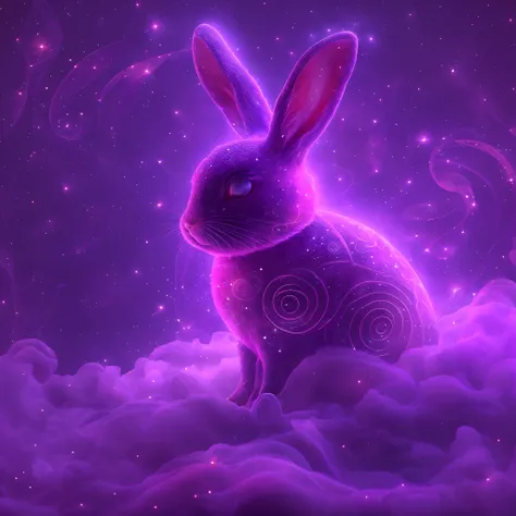 galaxias, spirals, space, Starcloud, stars, Smoke, glitters, intricately details, (The shape of a rabbit), full bodyesbian ,rendering by octane, Ultra photo realsisim , rendering by octane, 8K, uplit ,Purple dream art