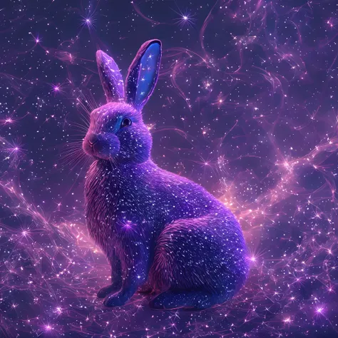 galaxias, space, Starcloud, stars, glitters, (Smoke), (The shape of a rabbit), intricately details, rendering by octane, Ultra photo realsisim , rendering by octane, 8K, uplit ,Purple dream art