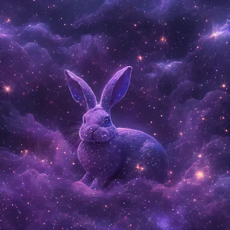 galaxias, space, Starcloud, stars, glitters, Smoke, (The shape of a rabbit), intricately details, rendering by octane, Ultra photo realsisim , rendering by octane, 8K, uplit ,Purple dream art