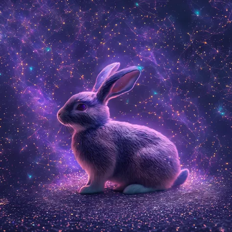 galaxias, space, Starcloud, stars, glitters, Smoke, (The shape of a rabbit), intricately details, rendering by octane, Ultra photo realsisim , rendering by octane, 8K, uplit ,Purple dream art