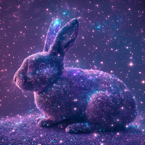 galaxias, space, Starcloud, stars, glitters, Smoke, (The shape of a rabbit), intricately details, rendering by octane, Ultra photo realsisim , rendering by octane, 8K, uplit ,Purple dream art