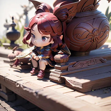 burgundy comic storyboard style，score cartoon，taoist fairy，huangshan people，delicate burgundy hair，arm carving，burgundy hair is ...