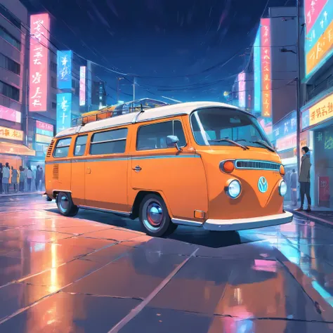 obra-prima, melhor qualidade, filme ainda, a KOMBI car, neon color