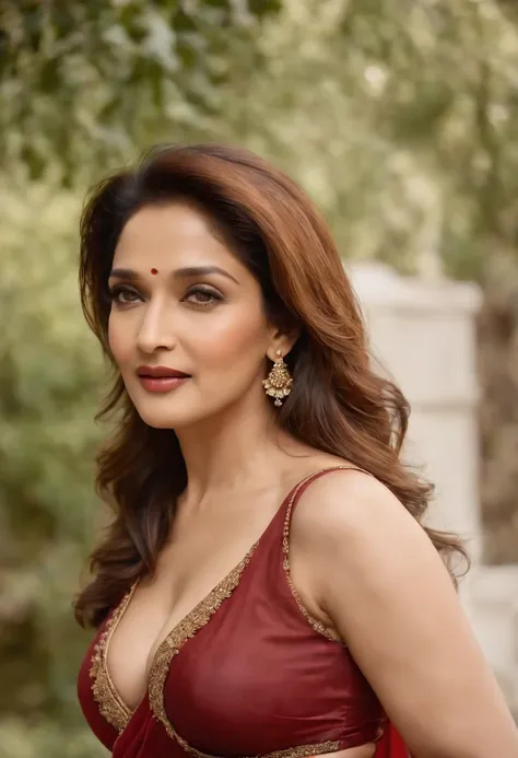 sexy and charming, indian actress Madhuri Dixit, seductive cleavage, underwear, horny expression