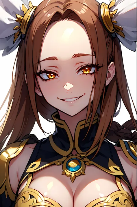 gesugao facial expression, gesugao, sadistic smile, fantasy-style, (close up), (shiny forehead), 
(masterpiece, best quality,:1.3), perfect eyes, (((face focus))), Simple Background, high resolution, all intricate, (flat color:-0.3), long eyelashes, golden...