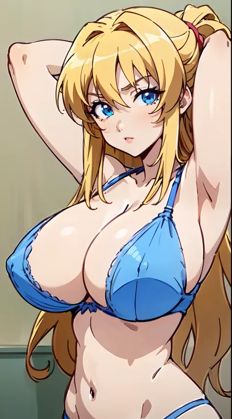 ((All  briefs and bra body visible)), (arms above head),(" wife woman background "),(Watters evaporation),(blue eyes), (long blonde hair), (huge tits),(masterpiece anime face ),(1girl),(realistic), (masterpiece eyes detailed) ,( (Detailed anime eyes), (Ani...