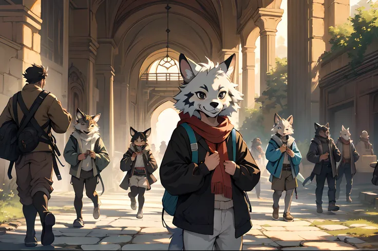 super high resolution, detailed background, World Heritage Site, 6+boys, 6+girls, Happy, joyful, absurdres(Photos of solo travelers)(kemono, furry anthro),