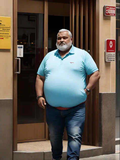 homem obeso no meio da rua