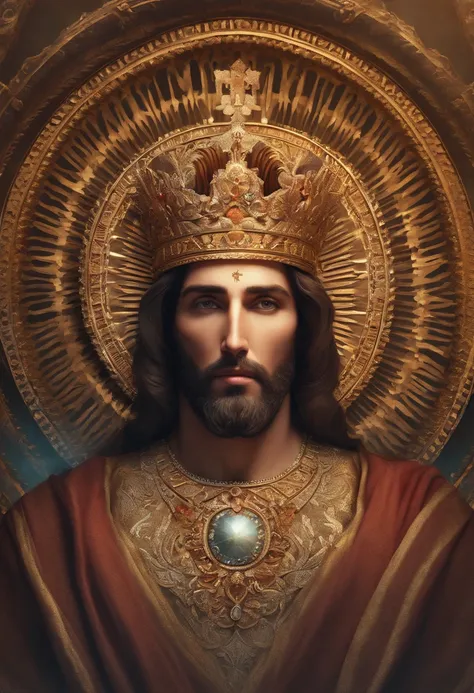 Portrait of a Jesus, face, upper half portrait, beauty face. decorated with kingdom opera motifs, intricate, elegant, highly detailed, symmetry, headpiece, digital painting, art station, concept art, smooth, sharp focus, illustration, 8k